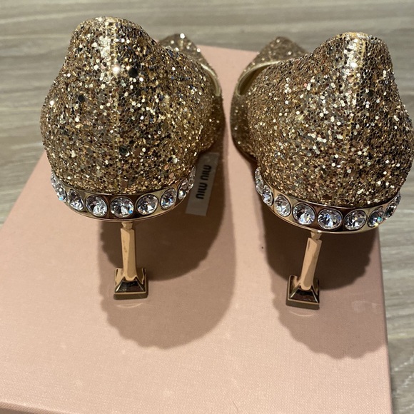 Miu Miu Jeweled Heel Glitter Pump - Picture 2 of 5